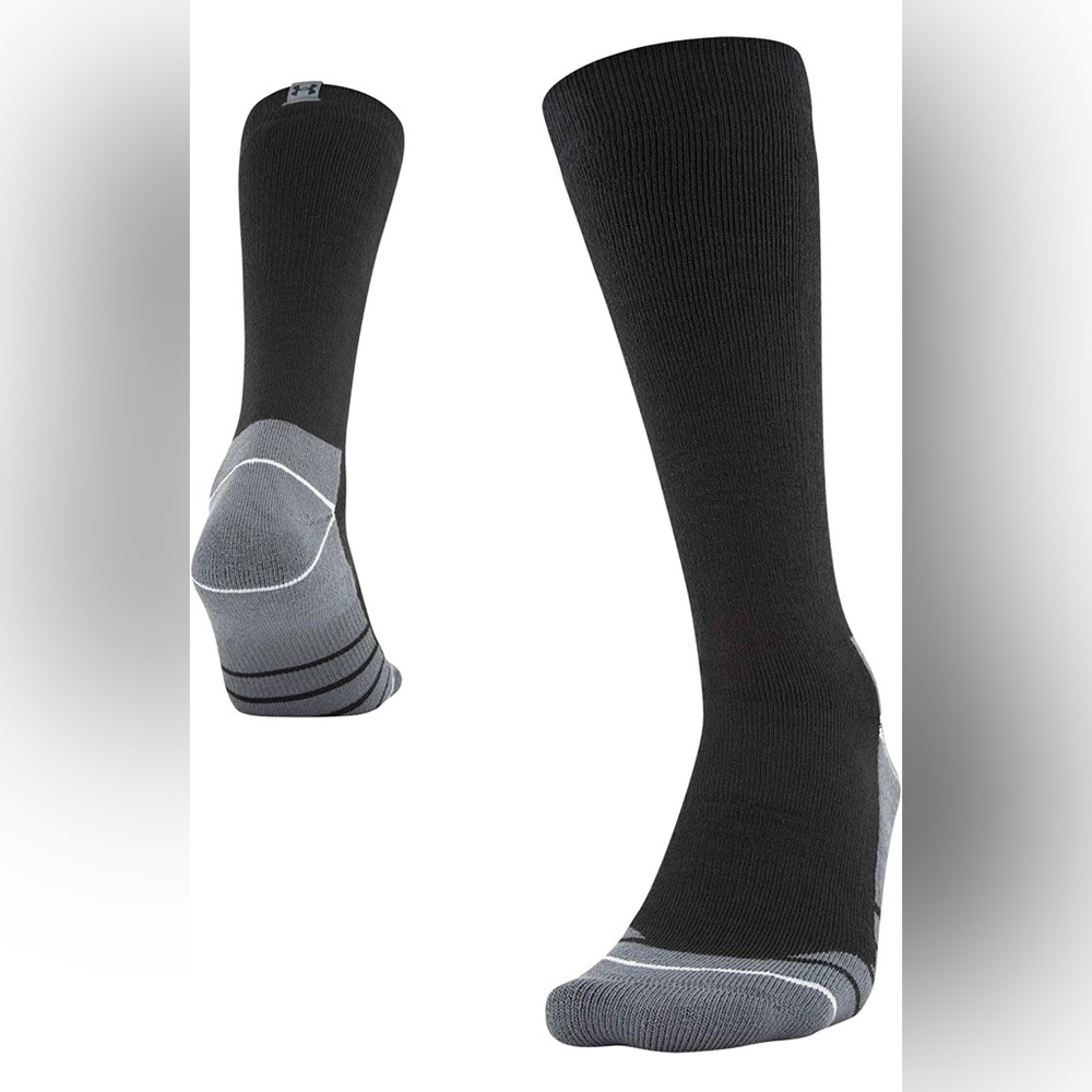 Under Armour UA Hitch Rugged Cushioned Boot Socks Black / Pitch Grey Size Large
